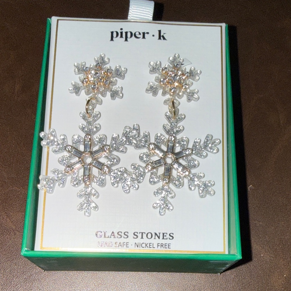 Piper Silver Crystal Snowflake Earrings